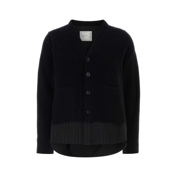 Sacai Women Black Wool Cardigan